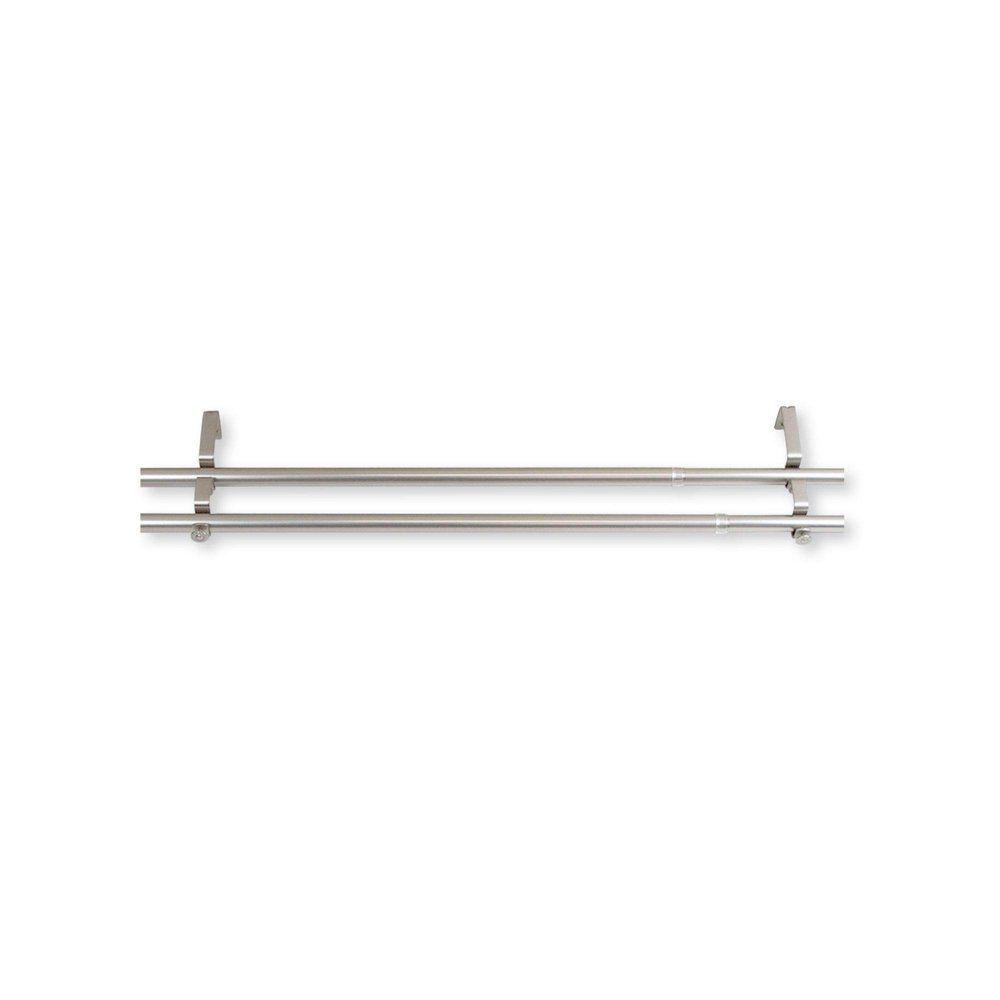 120" Silver Solid Contemporary Double Curtain Rod