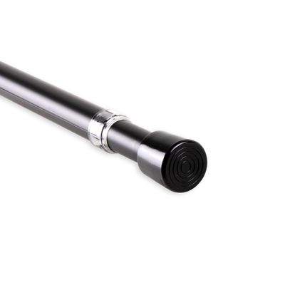84" Black Contemporary Round Spring Tension Curtain Rod