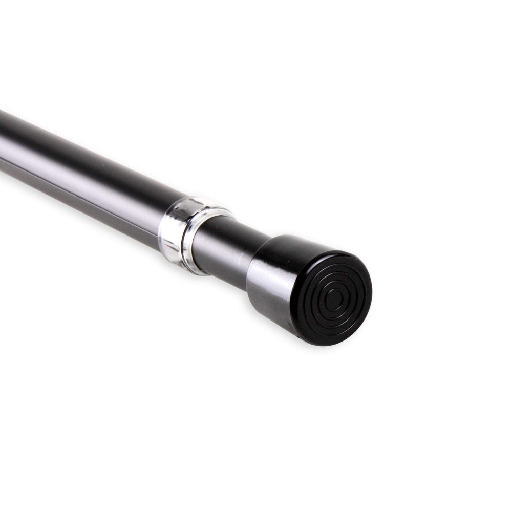 84" Black Contemporary Round Spring Tension Curtain Rod