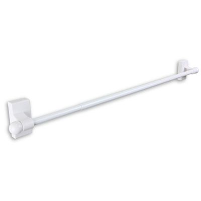 30" White Contemporary Magnetic Single Curtain Rod