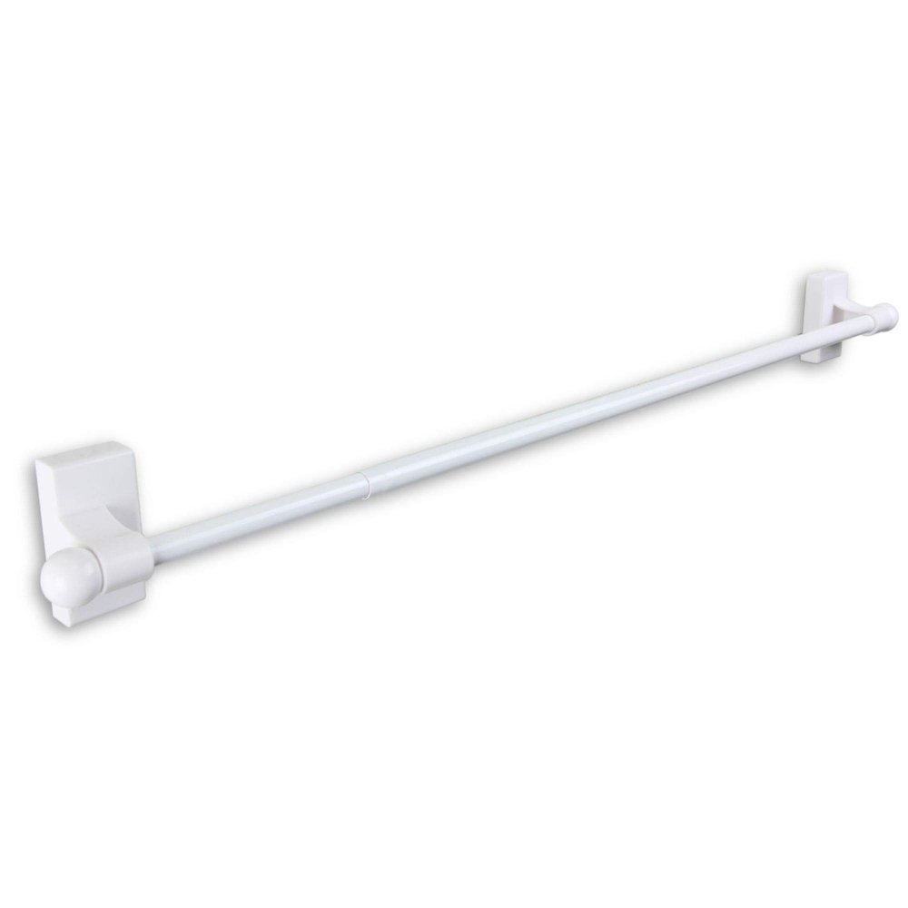 30" White Contemporary Magnetic Single Curtain Rod
