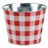 GiftWrap Etc. Red White Plaid Tin Pot - 5" Diameter, 4.5" Tall, Fall view 1