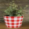 GiftWrap Etc. Red White Plaid Tin Pot - 5" Diameter, 4.5" Tall, Fall view 2