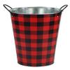 GiftWrap Etc. Buffalo Plaid Tin Pot - 7" Diameter, Fall view 1