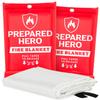 Prepared Hero Emergency Fire Blanket - 2 Pack - Fire Suppression for Kitchen, 40 x 40 Fiberglass Fire Blanket for Home view 1
