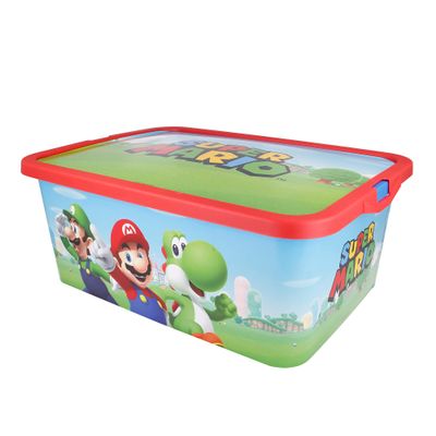 Stor Super Mario Storage Box Container with Click Lock Lid, For Kids, Bedroom, Playroom, Toys, BPA Free (13 Litre)