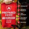 Prepared Hero Emergency Fire Blanket - 4 Pack - Fire Suppression for Kitchen, 40 x 40 Fiberglass Fire Blanket for Home view 3