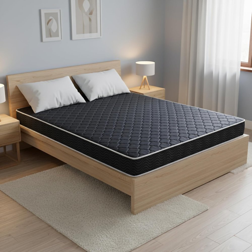 AC Pacific 6-Inch Water-Resistant High-Density Foam Mattress Made in USA with Stylish Diamond-Quilted Breathable Fabric, Distributes Weight Evenly, Twin Deluxe, Navy Blue