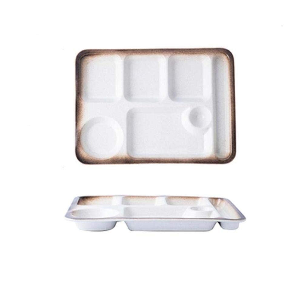 LKYU SaucerJapanese-style ceramic grid plate for one person dinner plate divided meal system household dividing plate adult tablewa-4