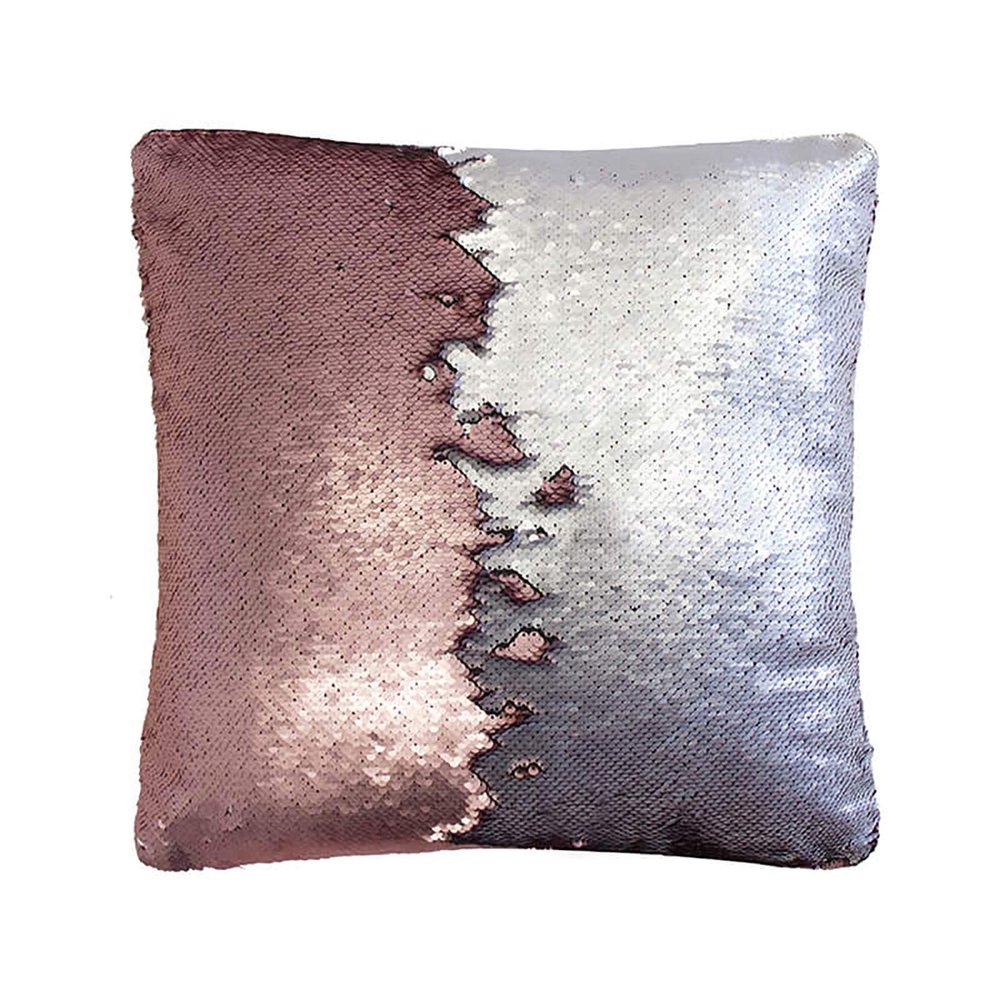 Aitliving Full Sequins Couch Pillow Cover 17X17 Glitter Matte Rose Pink Matte Silver Mermaid 2-Color Reversible Sequin Decorative Throw Pillow Shimmer Cushion Cover Valentine's Gift Sofa Party