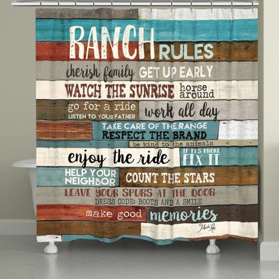 BLACK FOREST DECOR Ranch Commandments Shower Curtain - Bold