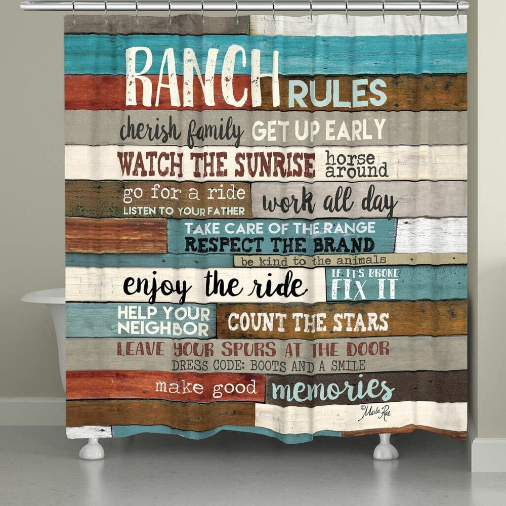 BLACK FOREST DECOR Ranch Commandments Shower Curtain - Bold