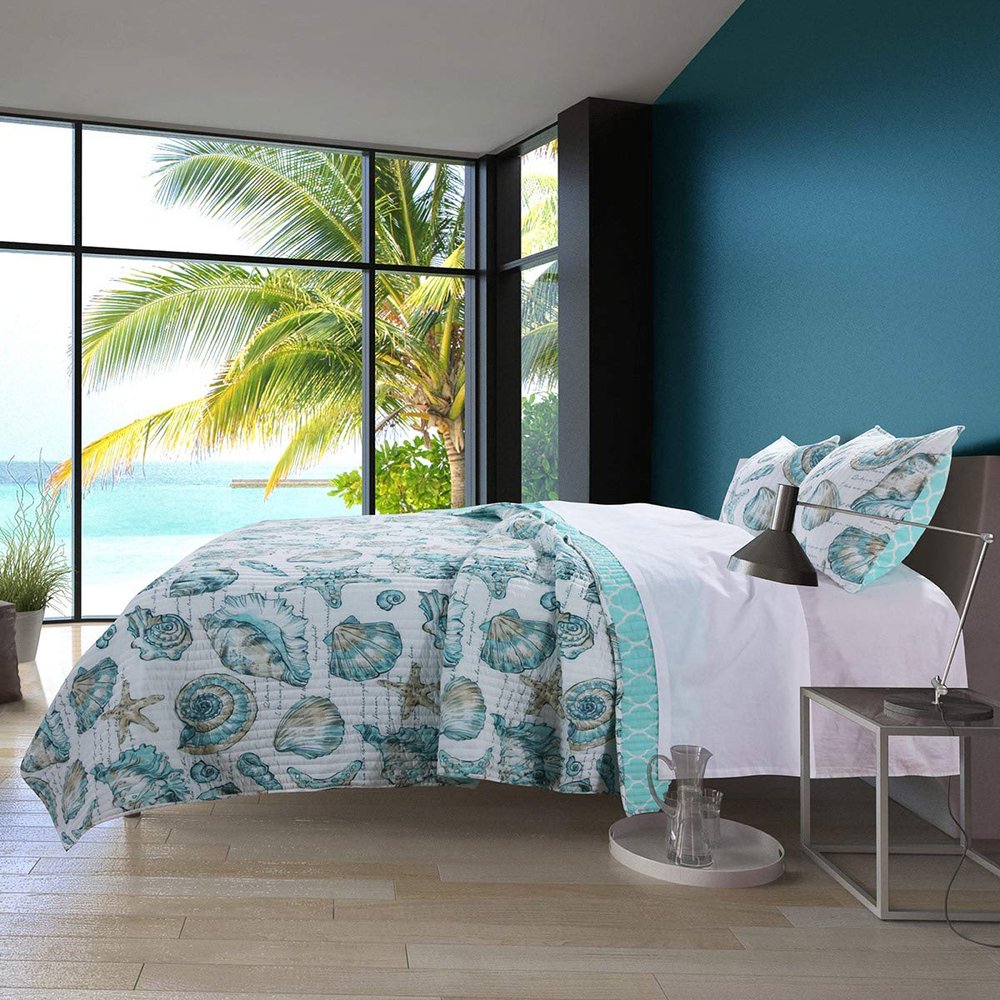 BLACK FOREST DECOR Seaside Memories 3 Piece Quilt Bed Set - Full/Queen