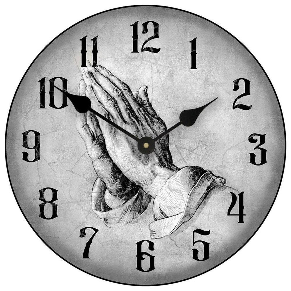 Prayer of Faith Gray Wall Clock | Ultra Quiet Quartz Mechanism | Hand Made in USA Beautiful Crisp Lasting Color | Comes in 8 Sizes | 12-Inch