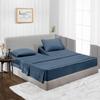 800 Thread Count, 100% Egyptian Long Stapple Cotton, 4 PC Split Head Flex Sheet Set, 32" Split From the Top, Satin Weave, 15" Deep Pocket (Split Head California King- 32" Split, Mediterranean Blue) view 1