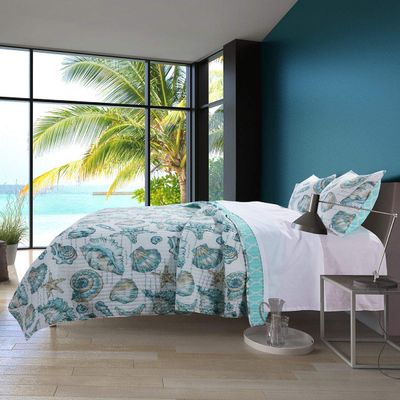 BLACK FOREST DECOR Seaside Memories 3 Piece Quilt Bed Set - King