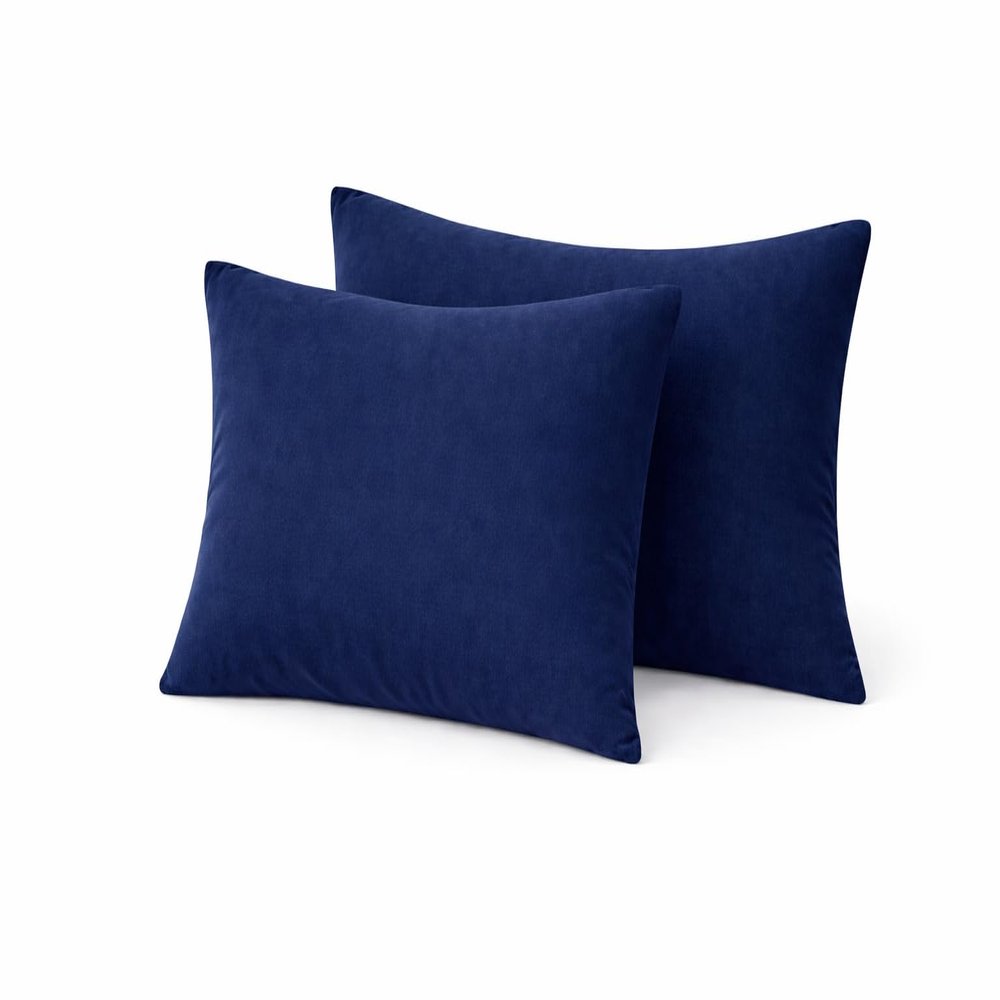 COTTON STICH Toddler Pillowcase 16x20 Set of 2, 100% Cotton 600 Thread Count Kids Pillow Covers, Soft Breathable Small Travel Pillowcase with Zipper Closure, Navy Blue