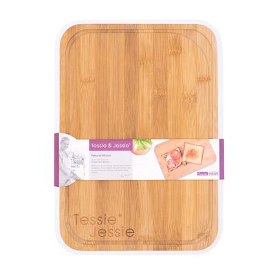Bamboo Cutting Board Chopping Board Cutting Butcher Block Kitchen Board with Drip Groove Light, Versatile (S, cream-white)