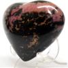 3.5" 495g Rich Pink Rhodonite in Black Psilomelane Heart Polished Natural Gemstone Crystal Mineral SW UV Reactive Specimen - Madagascar + Stand view 2