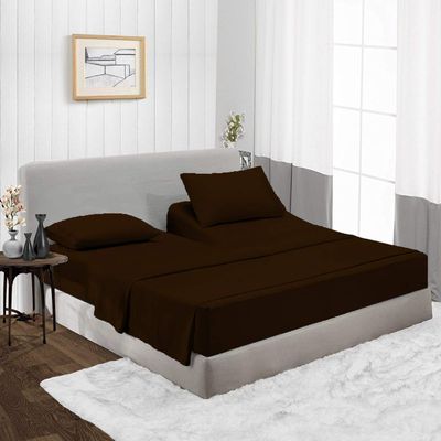 800 Thread Count, 100% Egyptian Long Stapple Cotton, 4 PC Split Head Flex Sheet Set, 39" Split From the Top, Soft Satin Weave, 15" Deep Pocket (Split Head California King- 39" Split, Chocolate)