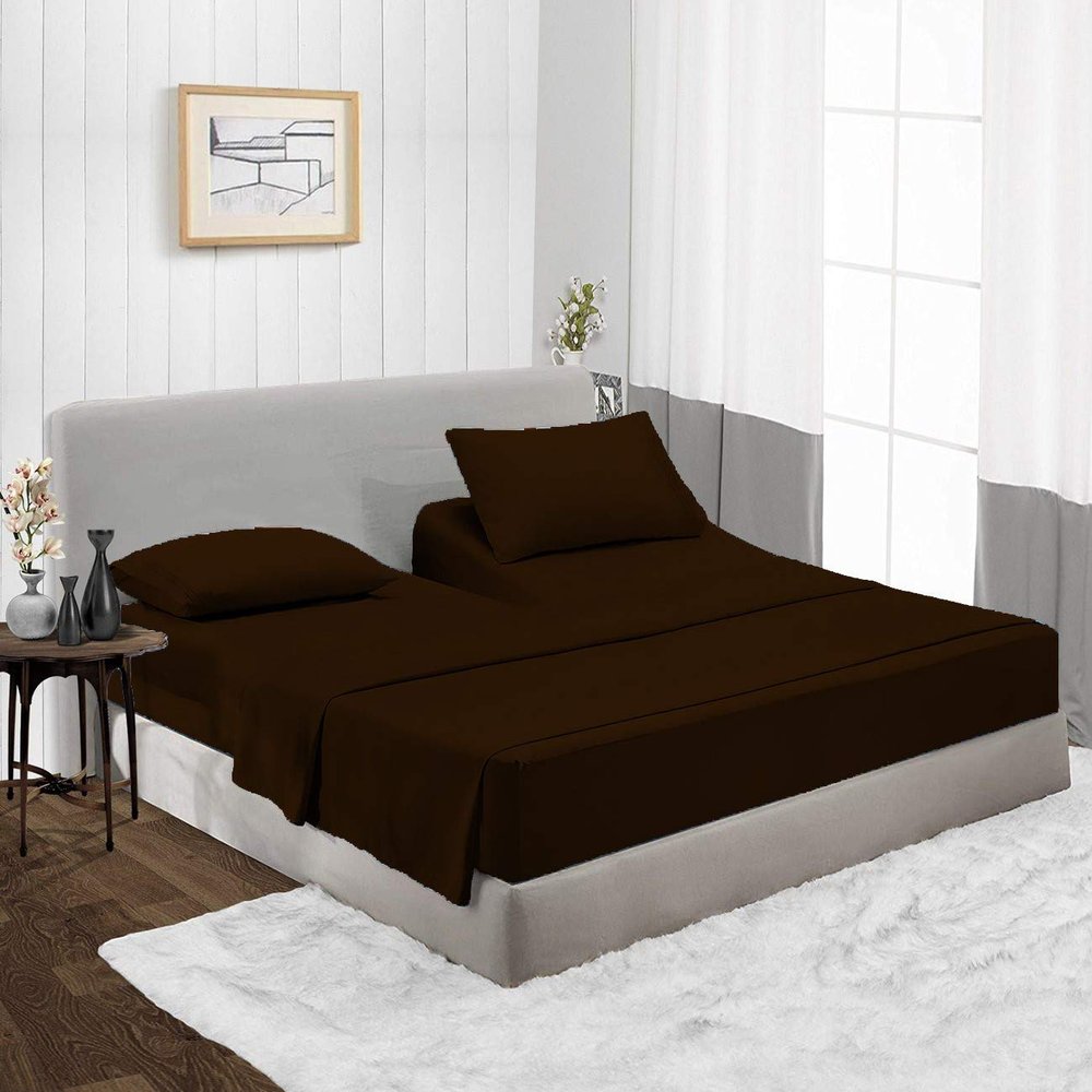 800 Thread Count, 100% Egyptian Long Stapple Cotton, 4 PC Split Head Flex Sheet Set, 39" Split From the Top, Soft Satin Weave, 15" Deep Pocket (Split Head California King- 39" Split, Chocolate)