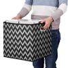 Collapsible Cube Storage Bins Chevron Pattern Cloth Square Storage Baskets Black Storage Inserts Cube 13x13 x 13 in Foldable Strorage Boxes Folding Fabric Drawer for Organizers Shelf Closet,QY-SC03-6 view 2