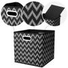 Collapsible Cube Storage Bins Chevron Pattern Cloth Square Storage Baskets Black Storage Inserts Cube 13x13 x 13 in Foldable Strorage Boxes Folding Fabric Drawer for Organizers Shelf Closet,QY-SC03-6 view 3