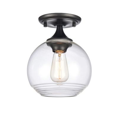 Elk Home Angie 1-Light Semi Flush - in Matte Black Finish, with Clear Glass, Transitional Style