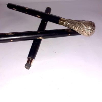 Ganga Nautical Round Solid Brass Handle Simple Wooden Walking Stick Cane with Brass Handle