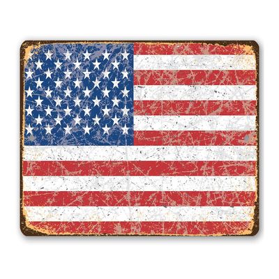 American Flag Grunge - Vintage American Flag Decor for Office, Patriotic Door Display and Independence Day Decoration, July 4th Decor, 12x18 Use Indoors or Outdoors Durable Rustic Metal Sign