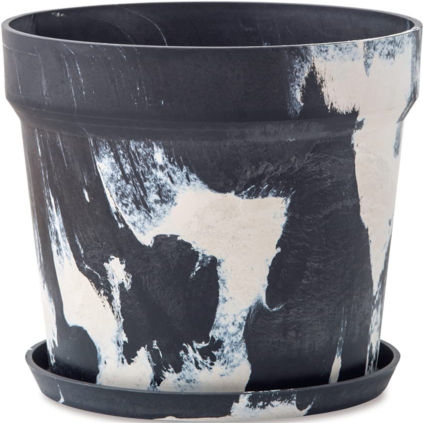 Posh Living 81050 Urban Plant Pot, Marble, Charcoal x Milk, Diameter 12.8 x Height 13.4 inches (32.5 x 34 cm)