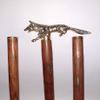 Ganga Nautical Golden & Brown Brass Wolf Handle Wooden Walking Stick Cane in 3 Folds 36 to 37" inch view 1
