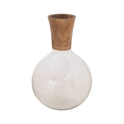 Creative Co-Op Glass & Mango Wood Decanter