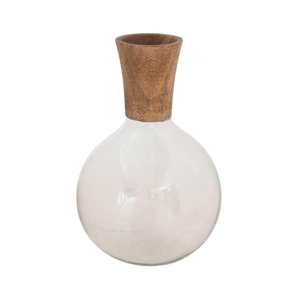 Creative Co-Op Glass & Mango Wood Decanter