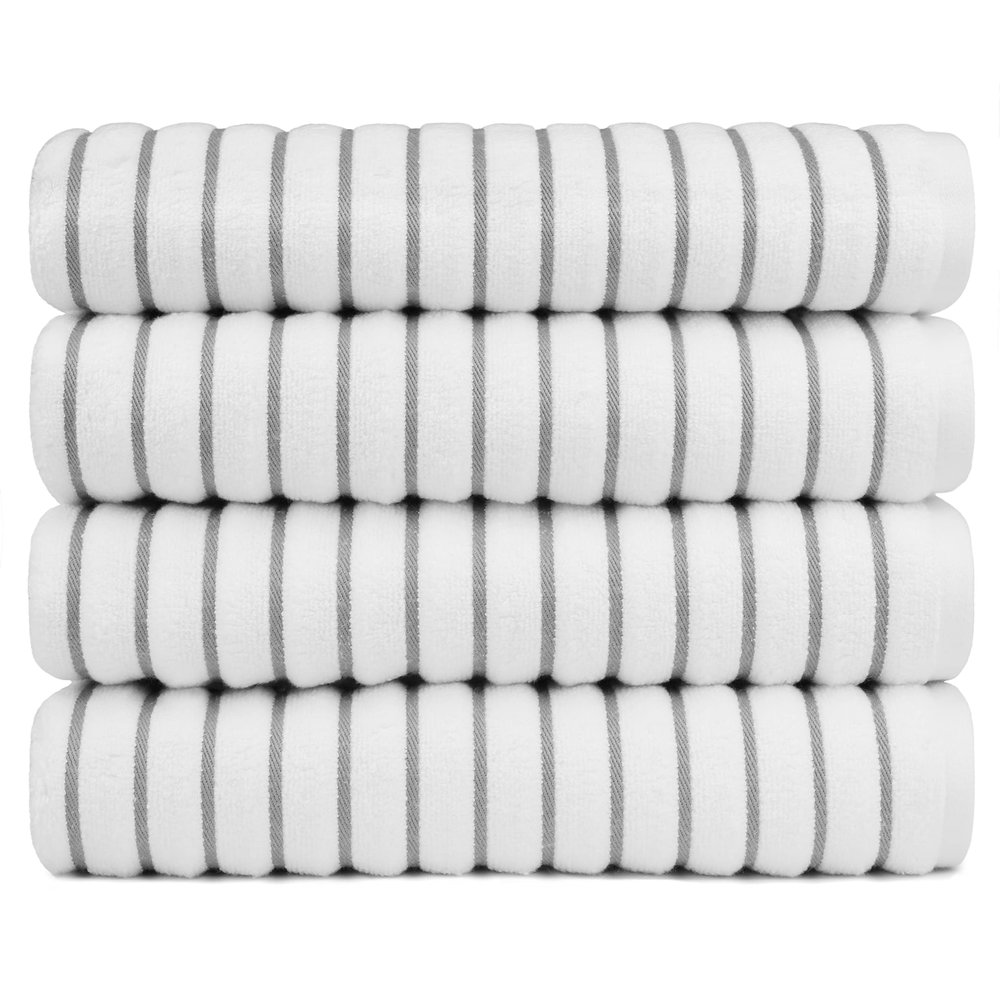 Black & White Brands Brazilian Beach/Pool/Bath Towel - Ultimate Absorbent Luxury XL 36x70 100% Cotton Wave (4 Towels, Charcoal Gray Poly Pinstripe)