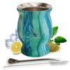 Kalmateh Yerba Mate Cup/Gourd 8.6oz, Stainless Steel Tea Cup, 3 Pcs Set Includes Bombilla Filter Straw & Cleaning Brush view 1