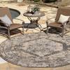 Unique Loom Outdoor Traditional Collection Area Rug - Valeria (4' 1" Round, Charcoal/ Natural) view 1