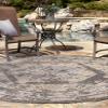 Unique Loom Outdoor Traditional Collection Area Rug - Valeria (3' 1" Round, Charcoal/ Natural) view 4