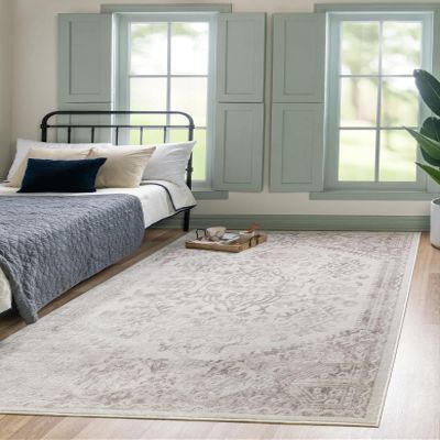 Unique Loom Oxford Collection Area Rug - Radcliffe (9' x 12' Rectangle, Cream/ Ivory)