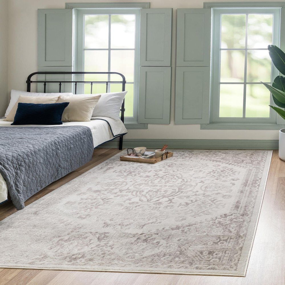 Unique Loom Oxford Collection Area Rug - Radcliffe (9' x 12' Rectangle, Cream/ Ivory)