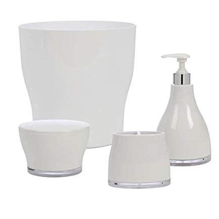 Creative Bath Products Jewels Plastic White Wastebasket, Multi