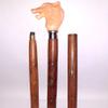 Ganga Nautical New Condition Pink & Black Wolf Head Handle Wooden Walking Stick Cane Wooden Stick Length: 36 to 37" inch (3 Wooden Section) view 2