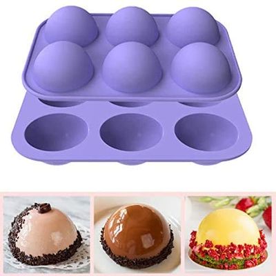 Elevation13 6 Holes Silicone Mold For ChocolateHalf Sphere Silicone Molds For Baking, BPA Free Cupcake Baking Silicone Molds for Making Chocolate, Cake, Jelly, Dome Mousse (2Pcs Purple)