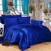 7PCS Premium Satin Duvet Cover Set-1Duvet Cover,1Fitted Sheet 15'',1Flat Sheet,2Pillowshams,2Pillowcases 600 TC Soft Satin Bedding Set Solid Colors Pattern Cal-King/Royal Blue Duvet Cover Set view 2