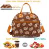 FlowFly Insulated Lunch Bag With Shoulder Strap for Women, Men, and Kids, Large and Reusable, Handle, Freezable Work and School Travel Tote and Meal Prep Organizer,Cashew view 2