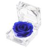 Enchanted Real Preserved Forever Roses in Clear Acrylic Ring Box, Fresh-Cut Eternity Flower That Lasts Years, Valentines Day, Mothers Day, for Her, Blue view 1