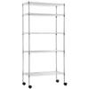 750 LBS Chrome 5 Tier Shelf Wire Shelving Unit - 14"x30"x60" with wheels, NSF Wire Shelf Metal Heavy Duty Rack Height Adjustable Utility for Garage Kitchen Office Commercial Shelving Steel Layer Shelf view 1