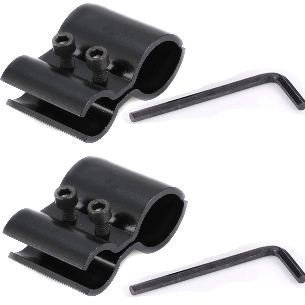 homeingarden 2-Pack Black Tube Barrel Mount Holder Mag Metal Extension Flashlight Laser Torch Clip Clamp with Allen Key