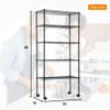750 LBS Black 5 Tier Shelf Wire Shelving Unit - 14"x30"x60" with Wheels, NSF Wire Shelf Metal Heavy Duty Rack Height Adjustable Utility for Garage Kitchen Office Commercial Shelving Steel Layer Shelf view 3