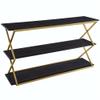 Armen Living Westlake 3-Tier Dark Brown Console Table with Brushed Gold Legs view 1